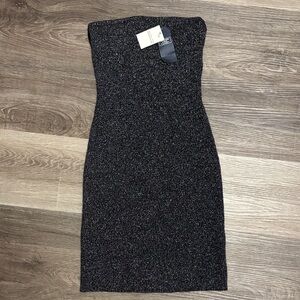 ABERCROMBIE & FITCH Strapless Black Metallic Knit Bodyco